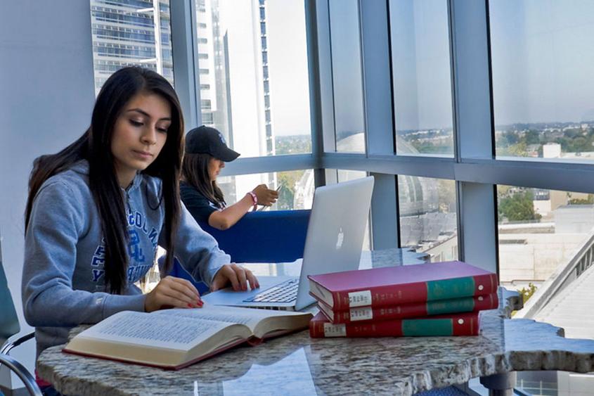 Students studying in MLK Library.